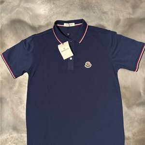 Moncler Dark Blue Polo Short sleeve